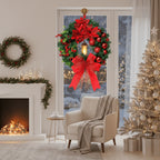Christmas Wreath with LED Lantern, Greenery and Decorative Ornaments 6