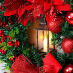 Christmas Wreath with LED Lantern, Greenery and Decorative Ornaments 4