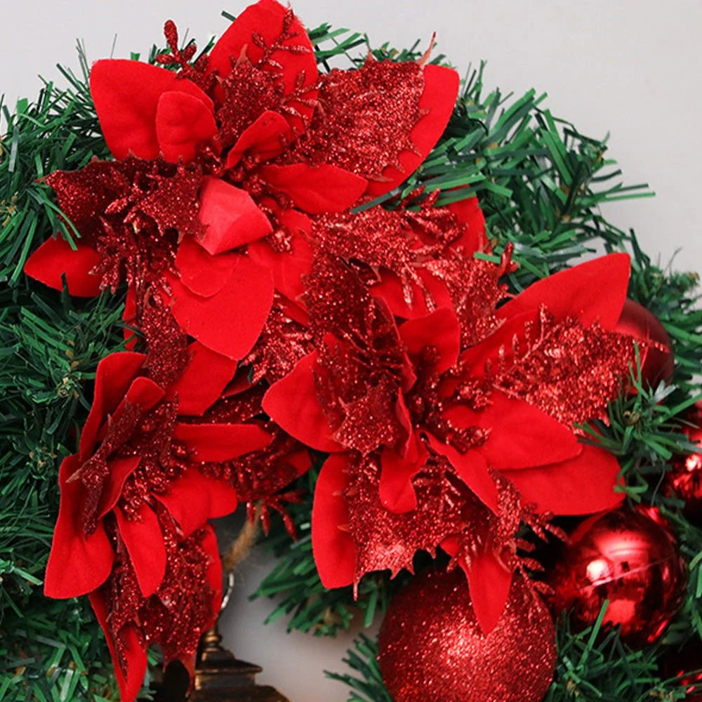 Christmas Wreath with LED Lantern, Greenery and Decorative Ornaments 2