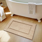 Classic Border Bath Mat - Quick-Drying, Non-Slip & Absorbent Design 0
