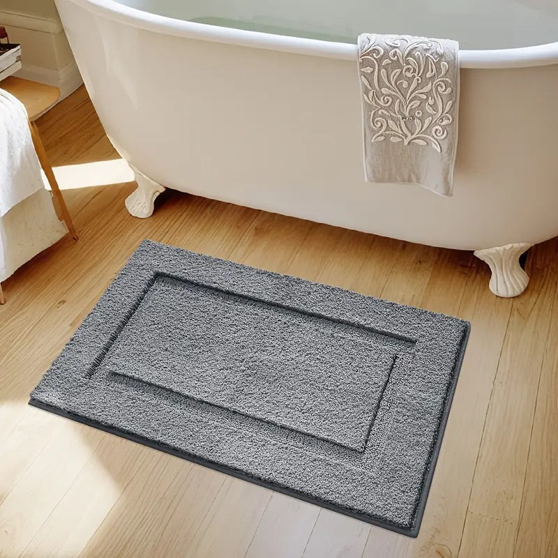 Classic Border Bath Mat - Quick-Drying, Non-Slip & Absorbent Design 4