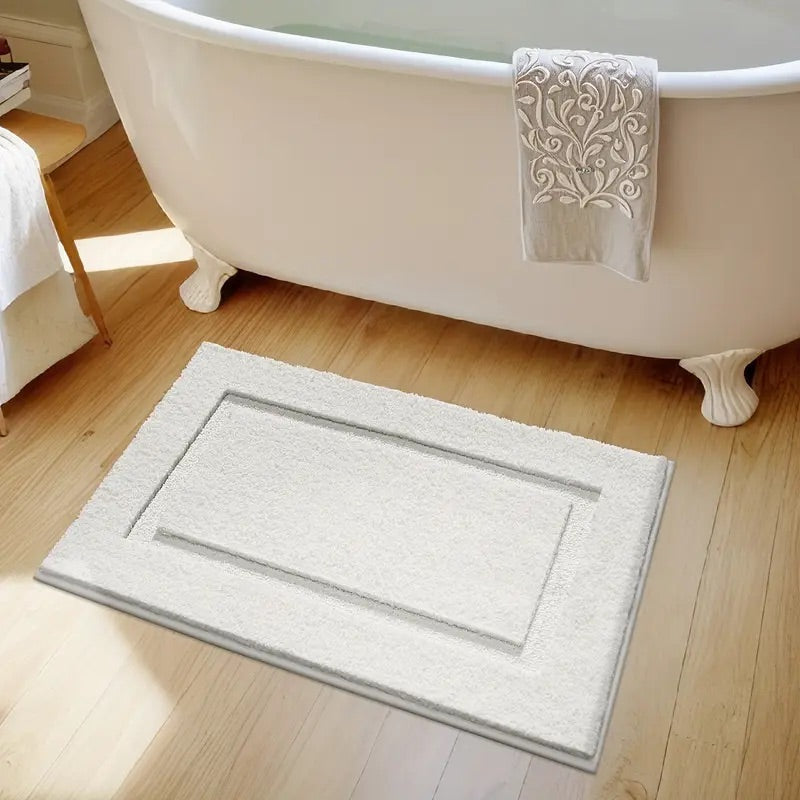 Classic Border Bath Mat - Quick-Drying, Non-Slip & Absorbent Design 5
