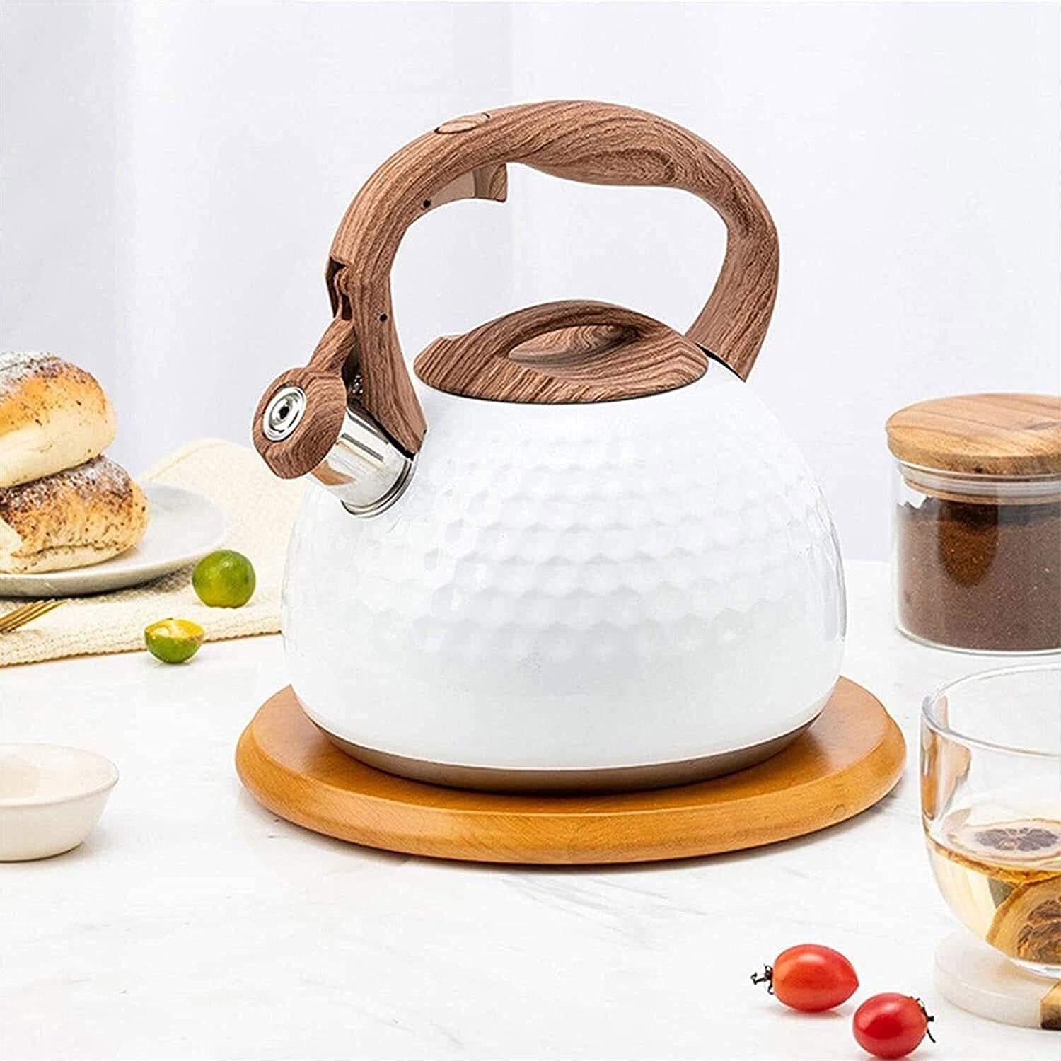 Classic Stainless Steel Whistling Tea Kettle Stovetop – 2.8L Capacity with Wood-Grain Handle 1