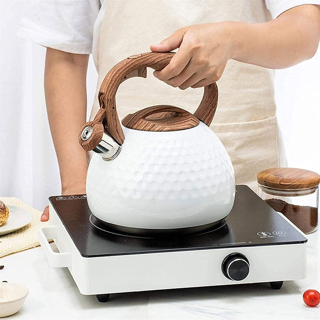 Classic Stainless Steel Whistling Tea Kettle Stovetop – 2.8L Capacity with Wood-Grain Handle 2