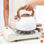 Classic Stainless Steel Whistling Tea Kettle Stovetop – 2.8L Capacity with Wood-Grain Handle 3