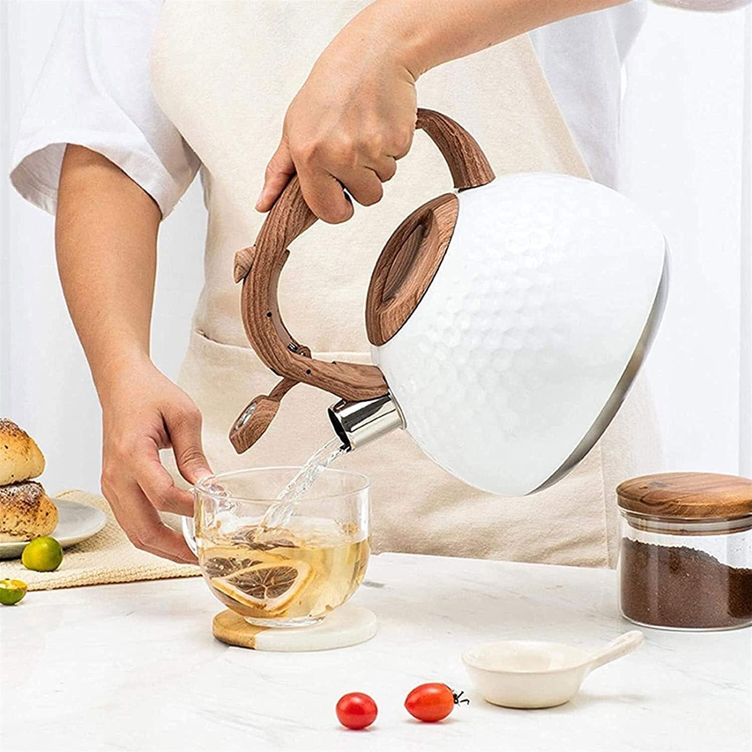 Classic Stainless Steel Whistling Tea Kettle Stovetop – 2.8L Capacity with Wood-Grain Handle 4