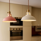 Colorful Metal Dome Pendant Light with Integrated LED – Industrial Kitchen Pendant Lighting for Dining and Island Spaces 0