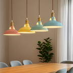 Colorful Metal Dome Pendant Light with Integrated LED – Industrial Kitchen Pendant Lighting for Dining and Island Spaces 3