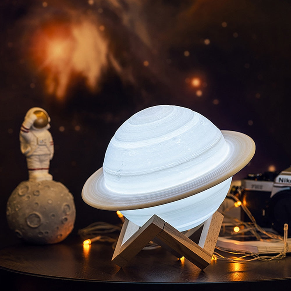 Colour Changing Saturn Lamp with Remote Control and Wooden Stand – 16 Color Modes and Adjustable Brightness for Celestial Ambiance 2