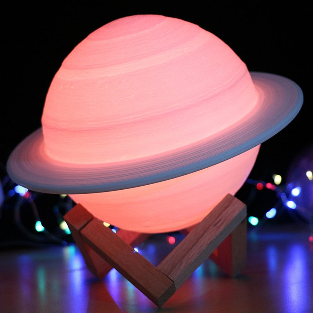 Colour Changing Saturn Lamp with Remote Control and Wooden Stand – 16 Color Modes and Adjustable Brightness for Celestial Ambiance 3