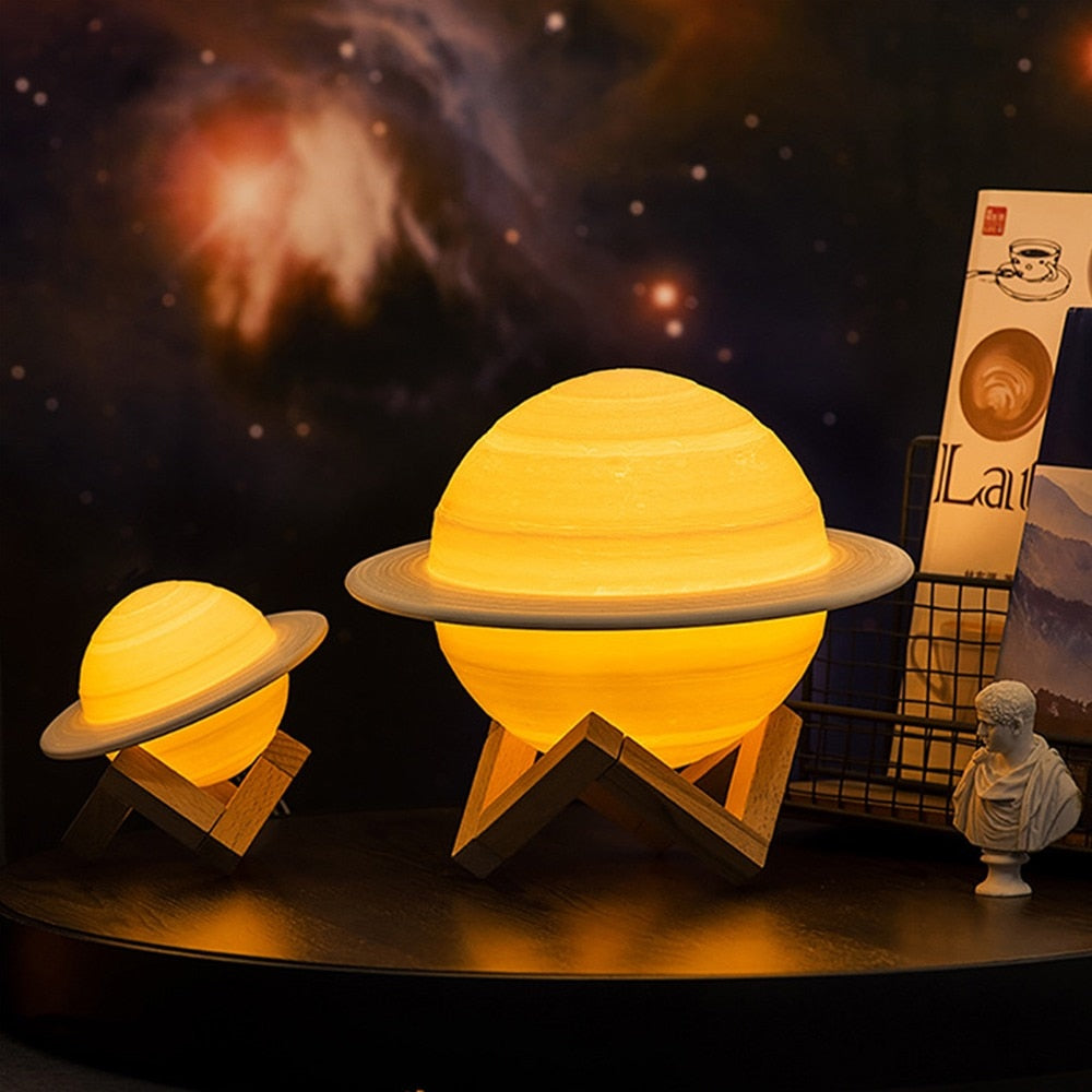 Colour Changing Saturn Lamp with Remote Control and Wooden Stand – 16 Color Modes and Adjustable Brightness for Celestial Ambiance 4