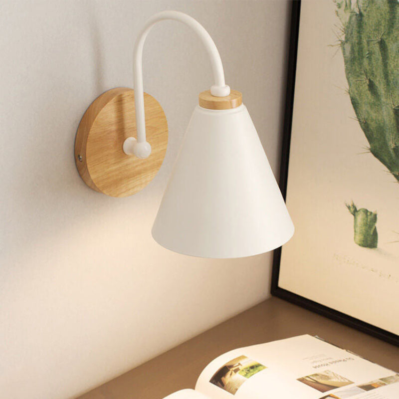 Cone Wall Sconce - Modern Wooden Base for Cozy Atmosphere 4