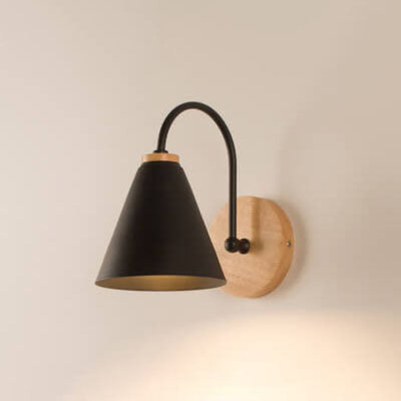Cone Wall Sconce - Modern Wooden Base for Cozy Atmosphere 5