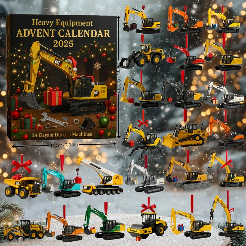 Construction Vehicle Advent Calendar with 24 Die-Cast Miniatures and Moving Parts