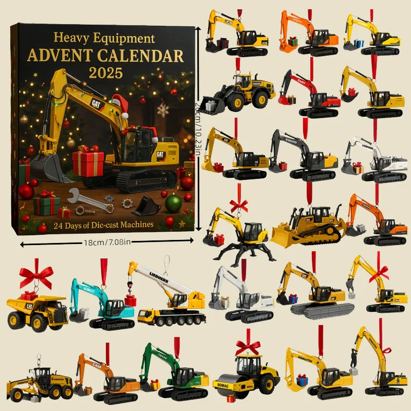 Construction Vehicle Advent Calendar with 24 Die-Cast Miniatures and Moving Parts