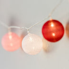 Cotton Ball Fairy Lights - Cozy 3m LED Glow in Soft Pink, White & Red 1