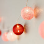 Cotton Ball Fairy Lights - Cozy 3m LED Glow in Soft Pink, White & Red 2