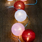 Cotton Ball Fairy Lights - Cozy 3m LED Glow in Soft Pink, White & Red 6