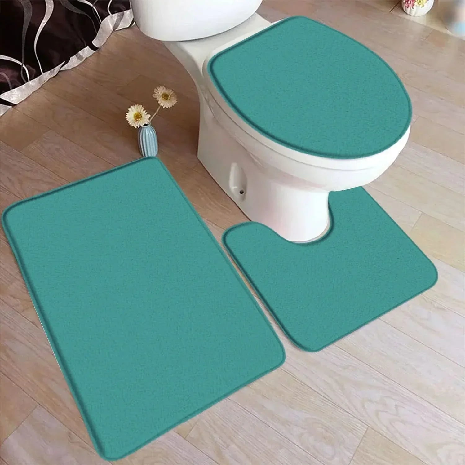 CozyMat Bath Rug Set - Soft Flannel with Non-Slip Safety Features 1