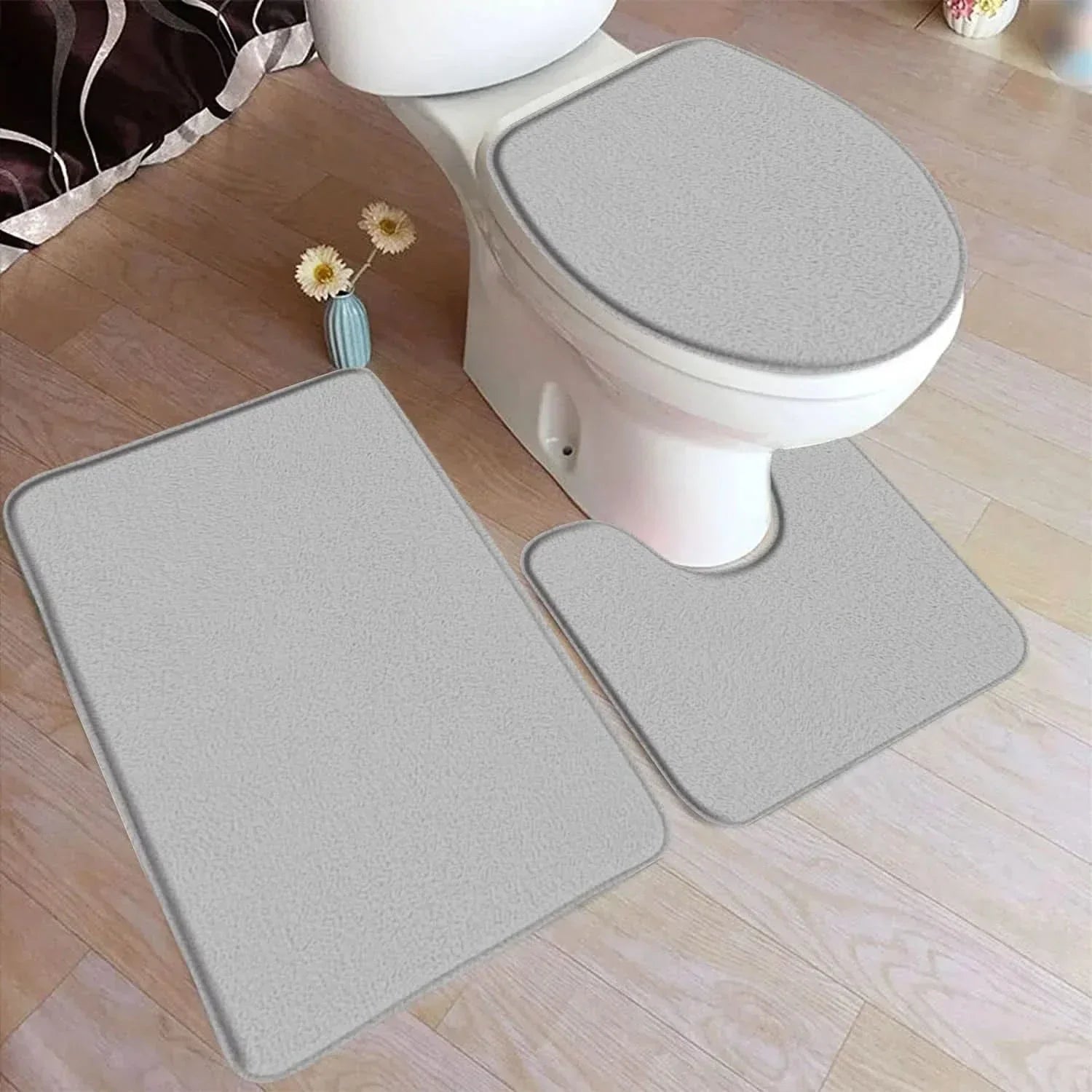 CozyMat Bath Rug Set - Soft Flannel with Non-Slip Safety Features 2