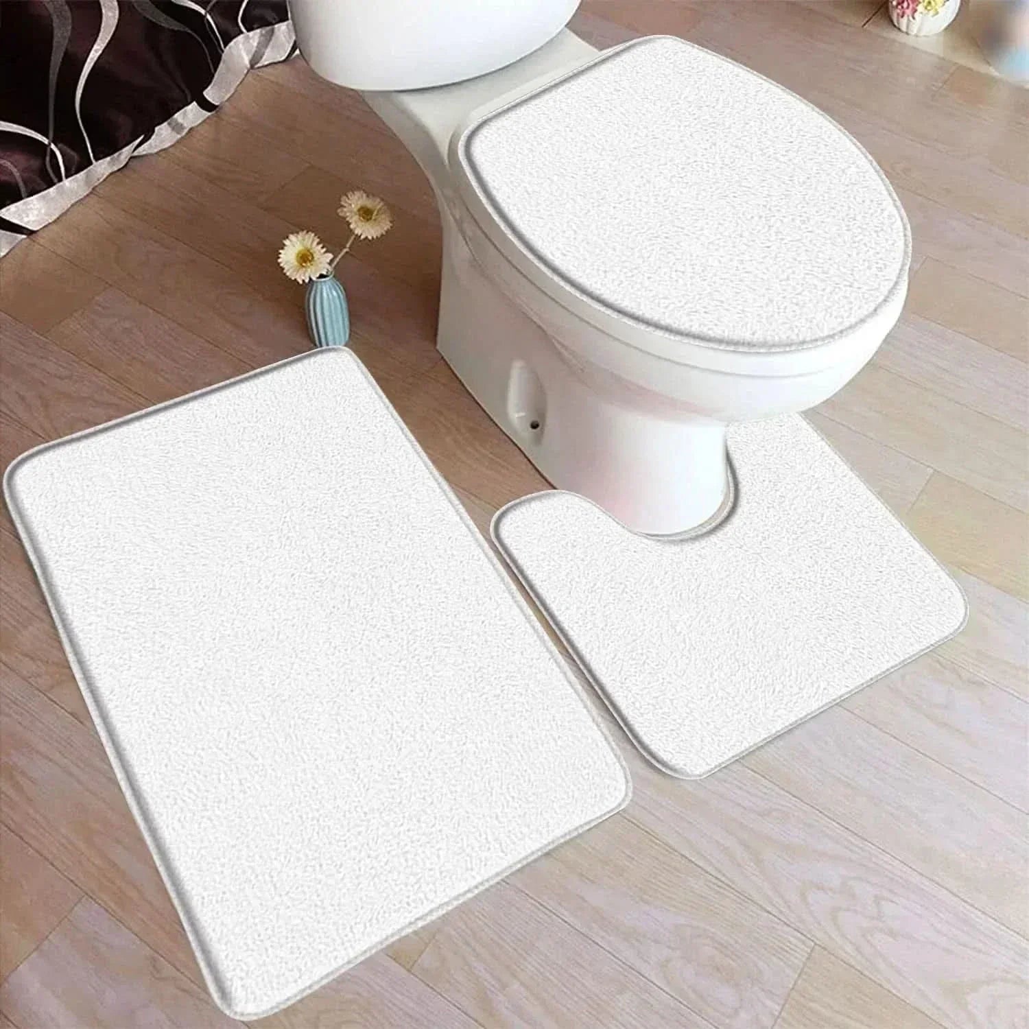 CozyMat Bath Rug Set - Soft Flannel with Non-Slip Safety Features 3