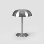 Crescent Modern Metal Table Lamp - Integrated LED, Stylish Silver Finish 0