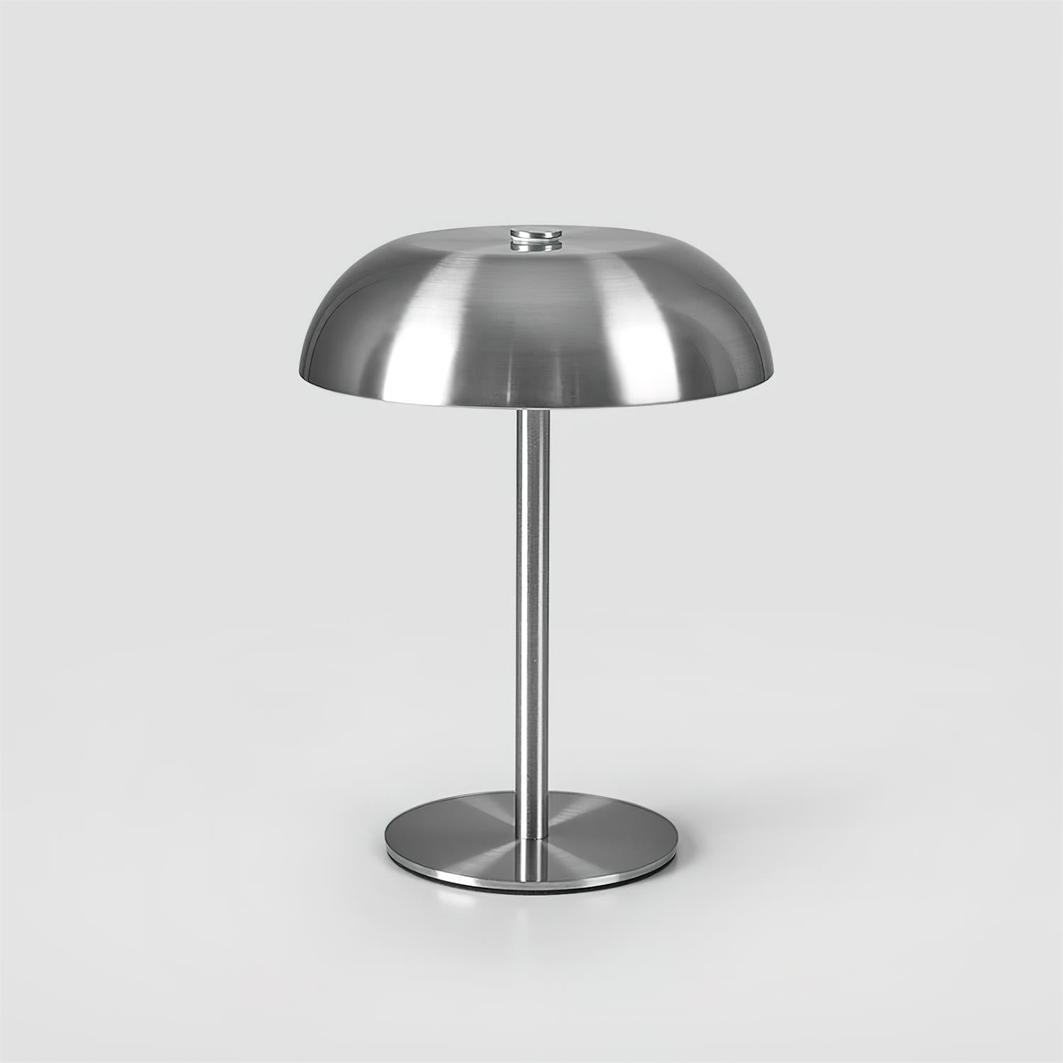 Crescent Modern Metal Table Lamp - Integrated LED, Stylish Silver Finish 0