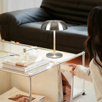 Crescent Modern Metal Table Lamp - Integrated LED, Stylish Silver Finish 3