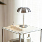 Crescent Modern Metal Table Lamp - Integrated LED, Stylish Silver Finish 4