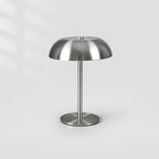 Crescent Modern Metal Table Lamp - Integrated LED, Stylish Silver Finish 6