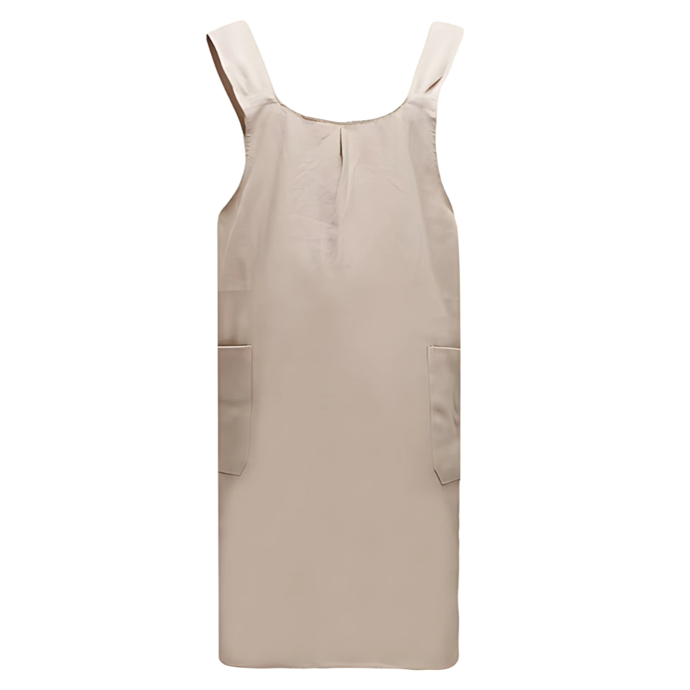 Beige dress with shoulder straps on a white background