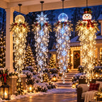 Crystal Cascade LED Outdoor Light, Hanging Snowflake Design for Porch Decoration – Weather-Resistant, Cool White Illumination 10