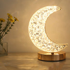 Crystal Crescent Moon Night Light – Touch Dimming LED Lamp with USB Rechargeable Battery and Elegant Design 0