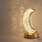 Crystal Crescent Moon Night Light – Touch Dimming LED Lamp with USB Rechargeable Battery and Elegant Design 1