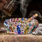 Crystal Glass Ashtray - Elegant Art Deco Design for Cigars 1