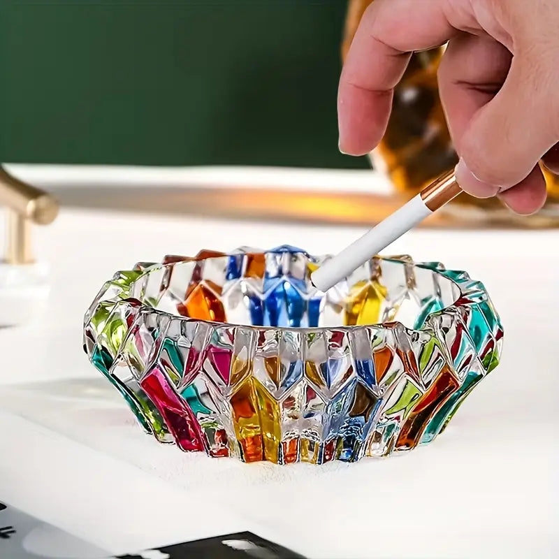 Crystal Glass Ashtray - Elegant Art Deco Design for Cigars 2