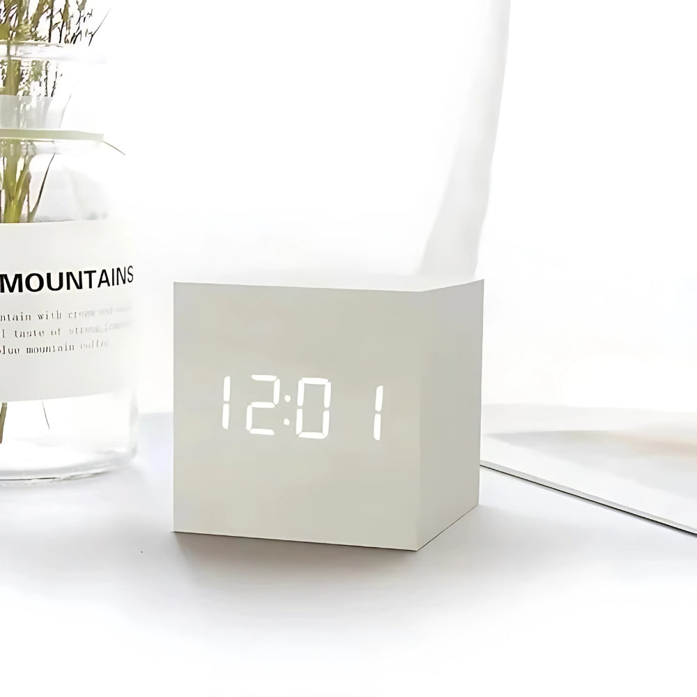 Cube LED Alarm Clock - Compact Digital Clock with Temperature Display 2