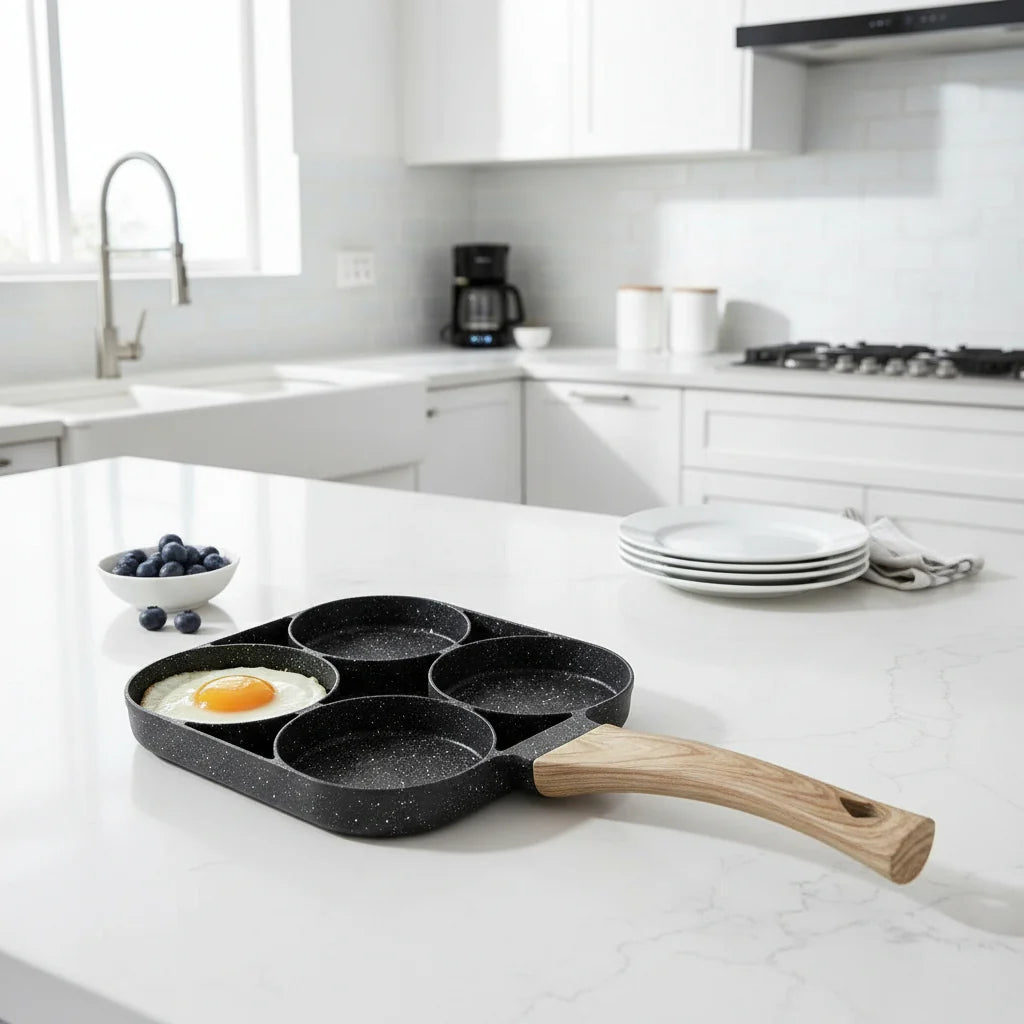 4-Hole Aluminum Non-Stick Pan 19 cm for Eggs and Pancakes 3