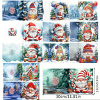 DIY 5D Diamond Painting Christmas Greeting Cards Set – 12 Handmade Santa Claus Designs with Envelopes 3