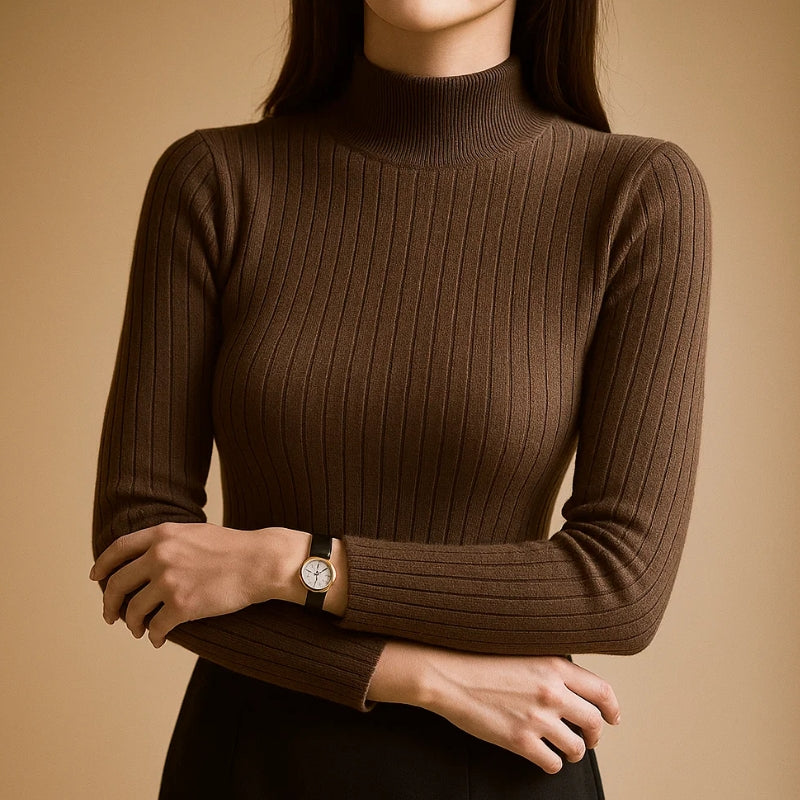 Dames Sweater | Lichtgewicht Ribgebreid met Halve Hals, Casual 1