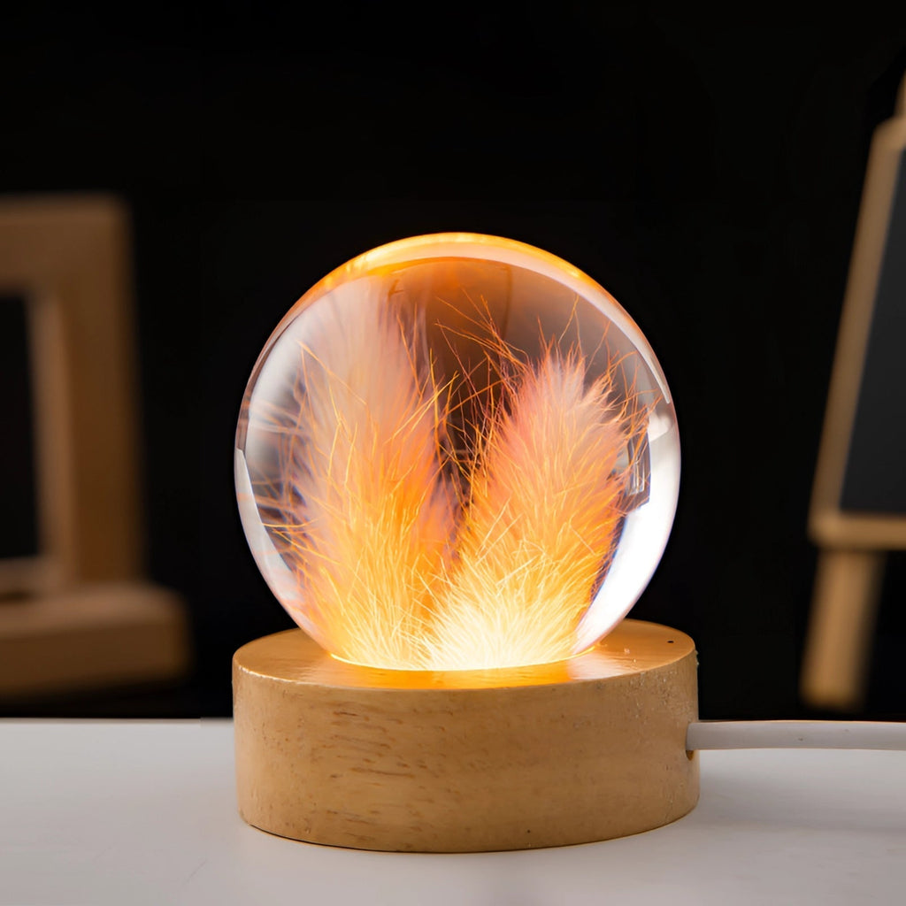 Dandelion Resin Bedside Lamp - Elegant LED Night Light with Wooden Base 1