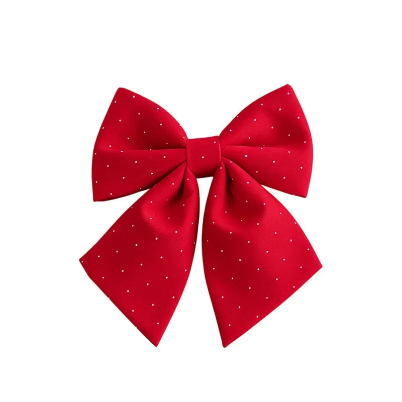 Decorative Polka Dot Bow Tie for Holiday and Gift Decoration - 24.5 cm Wide Durable Fabric Bow 4