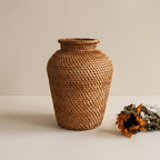 Decorative Vase Hand Woven Natural Rattan – Earthy Tone for Dried or Artificial Floral Arrangements 1