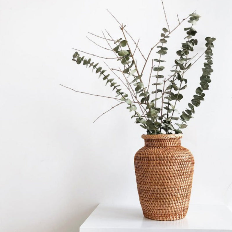 Decorative Vase Hand Woven Natural Rattan – Earthy Tone for Dried or Artificial Floral Arrangements 6