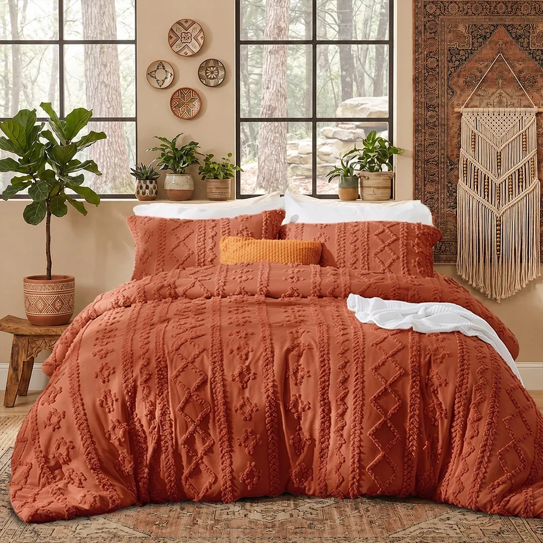 Deluxe Boho Tufted Comforter - Soft, Cozy King Bedding Set 0