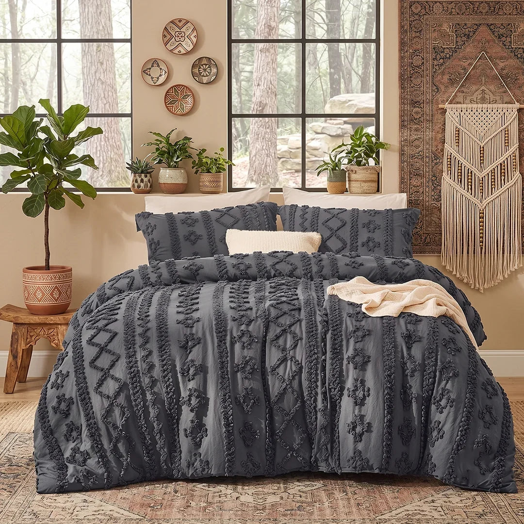 Deluxe Boho Tufted Comforter - Soft, Cozy King Bedding Set 11