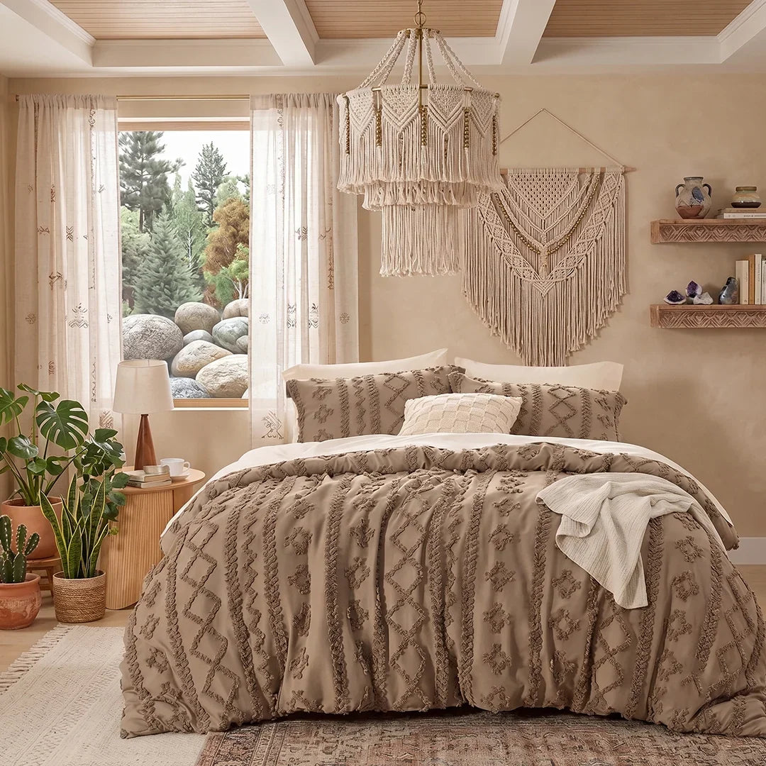 Deluxe Boho Tufted Comforter - Soft, Cozy King Bedding Set 14