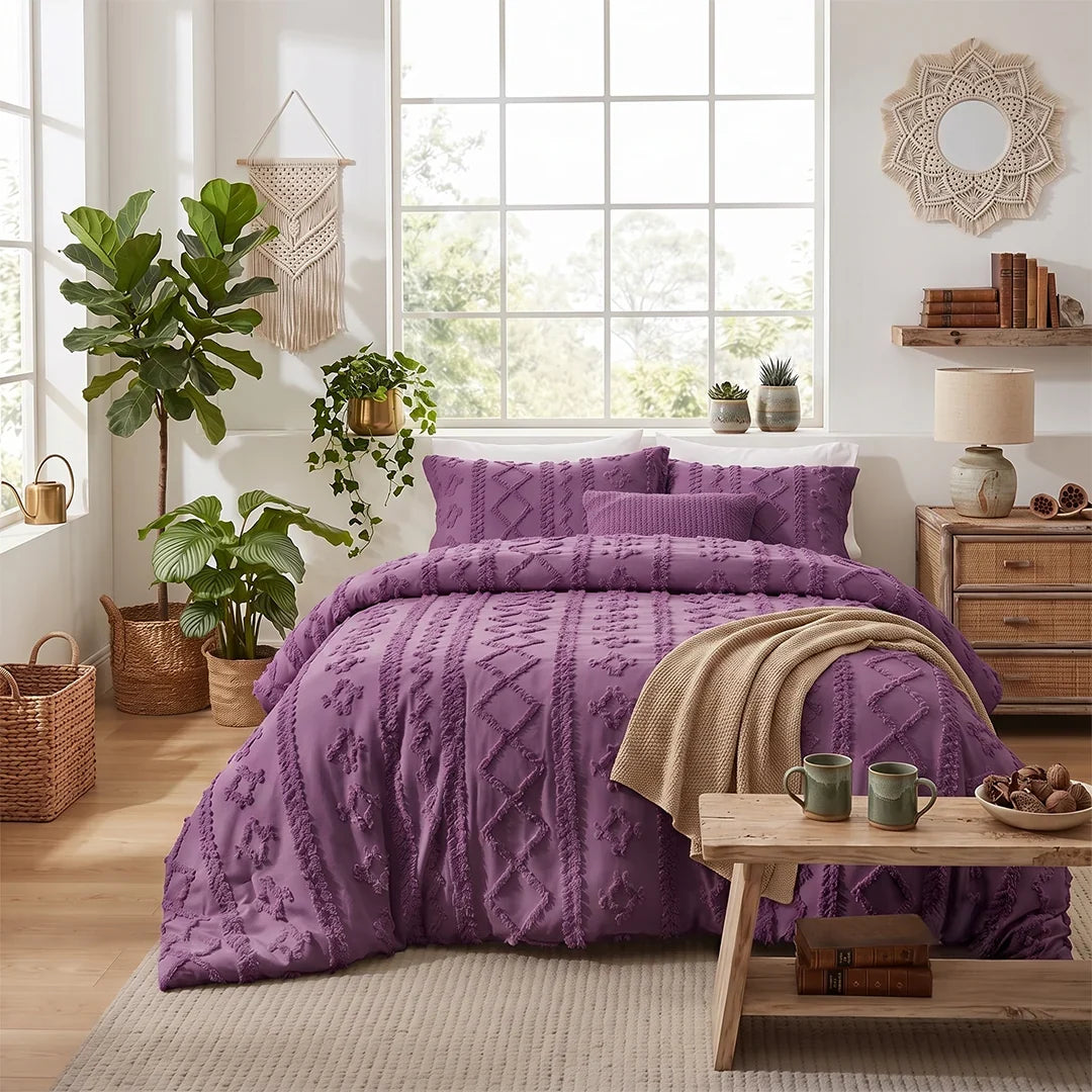Deluxe Boho Tufted Comforter - Soft, Cozy King Bedding Set 15