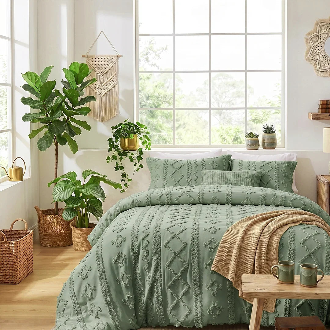 Deluxe Boho Tufted Comforter - Soft, Cozy King Bedding Set 17