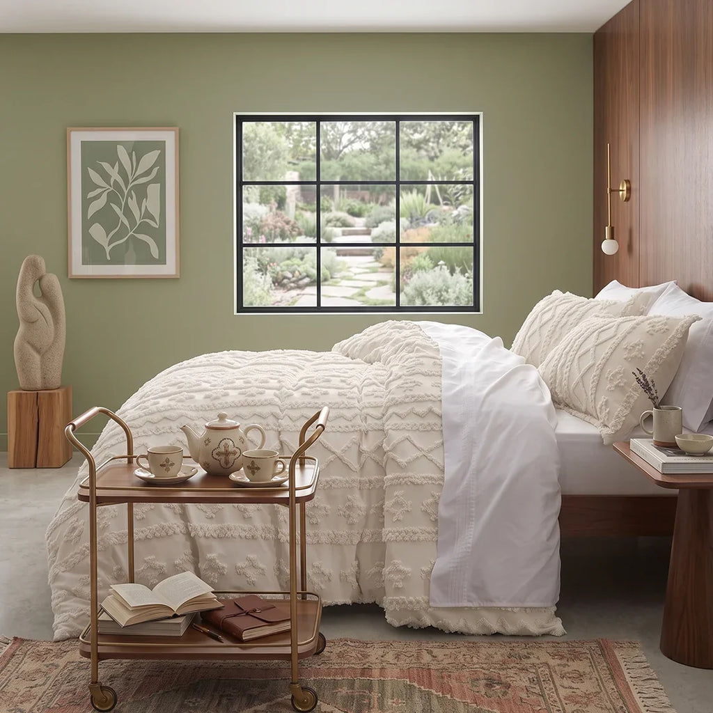 Deluxe Boho Tufted Comforter - Soft, Cozy King Bedding Set 6